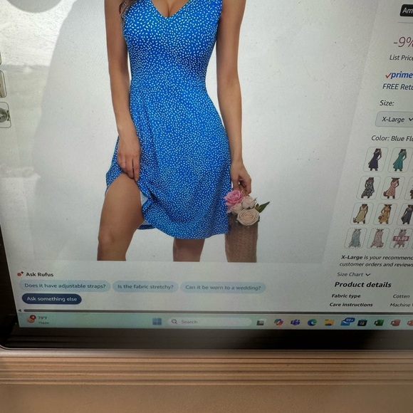 Elegant Blue Polka Dot Mini Dress - Picture 1 of 3
